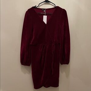 NWT Simplee Apparel Burgundy Long Sleeve Dress
